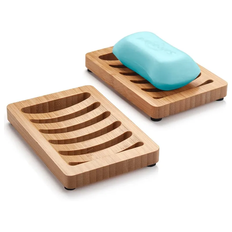 Soap Box Natural Bamboo Dishes Bath Soap Holder Bamboo Case Tray Wooden Prevent Mildew Drain Box Bathroom Washroom Tools LX6264