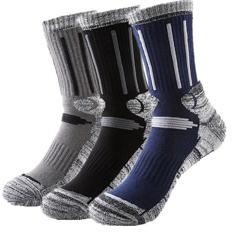 Chaussettes de sport 3 paires/lot hiver plus épais thermique pêche ski chaussettes hommes femmes course cyclisme chaussettes sport thermochaussettes escalade randonnée chaussettes 231201