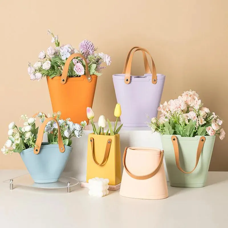 Decorative Objects Figurines Handbag Ceramic Vase Home Decor Vases Room Decoration Plant Pot Aesthetic Room Decor Flower Vase Modern Art Flower Container 231201