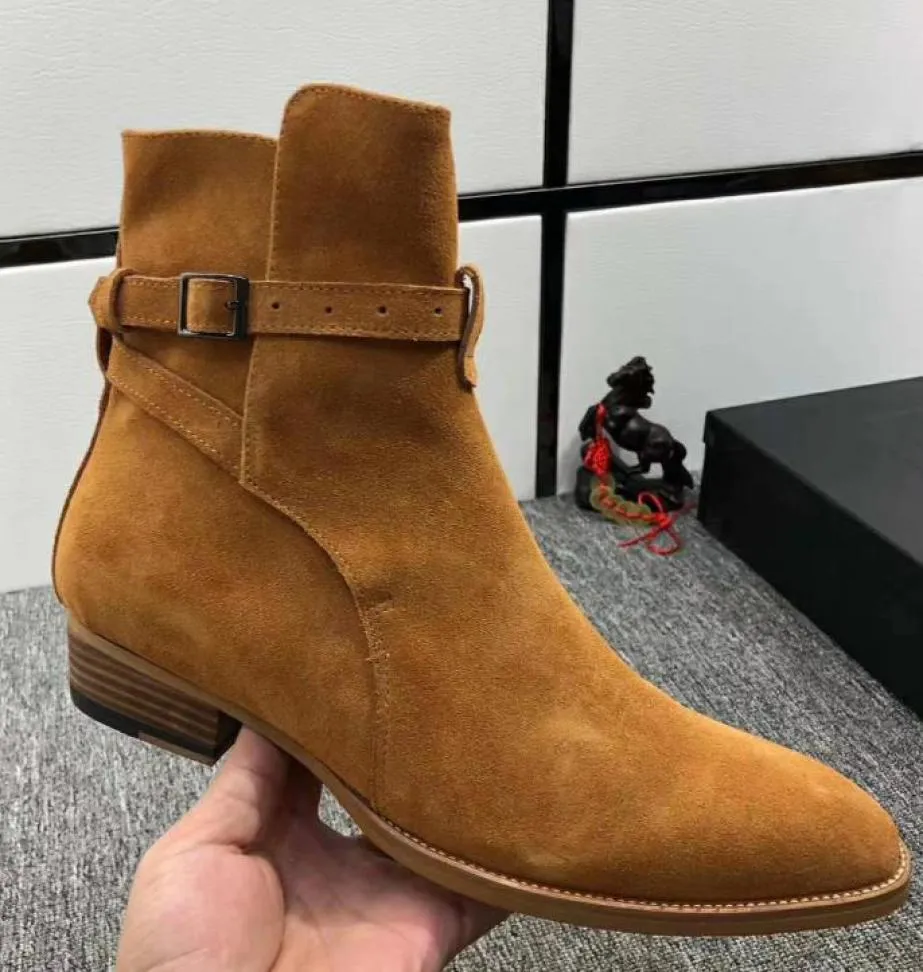 High Top Suede Genuine Leather Harry Wyatt Charm Boots Wedge Slp
