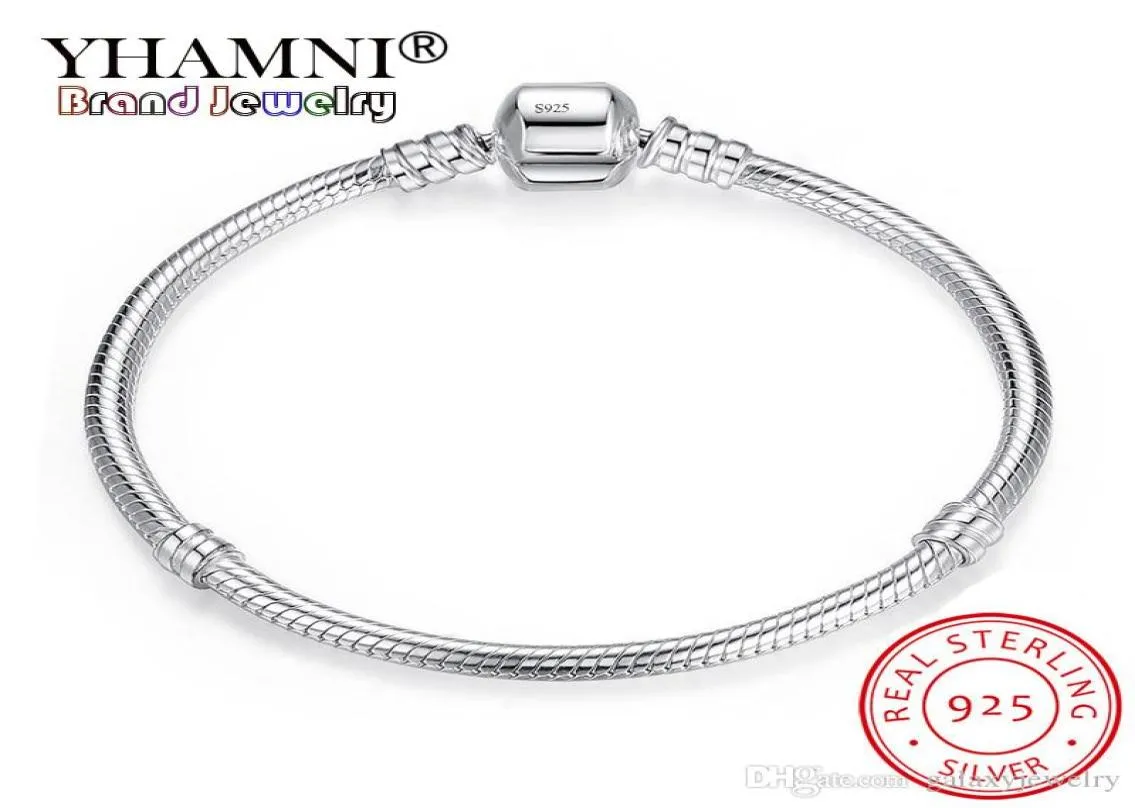 YHAMNI 100 925 Sterling Zilveren Armband Sieraden DIY Armbanden Accessoires 3mm Mode Zilveren Ketting Armband Sieraden Gift SB0054434812