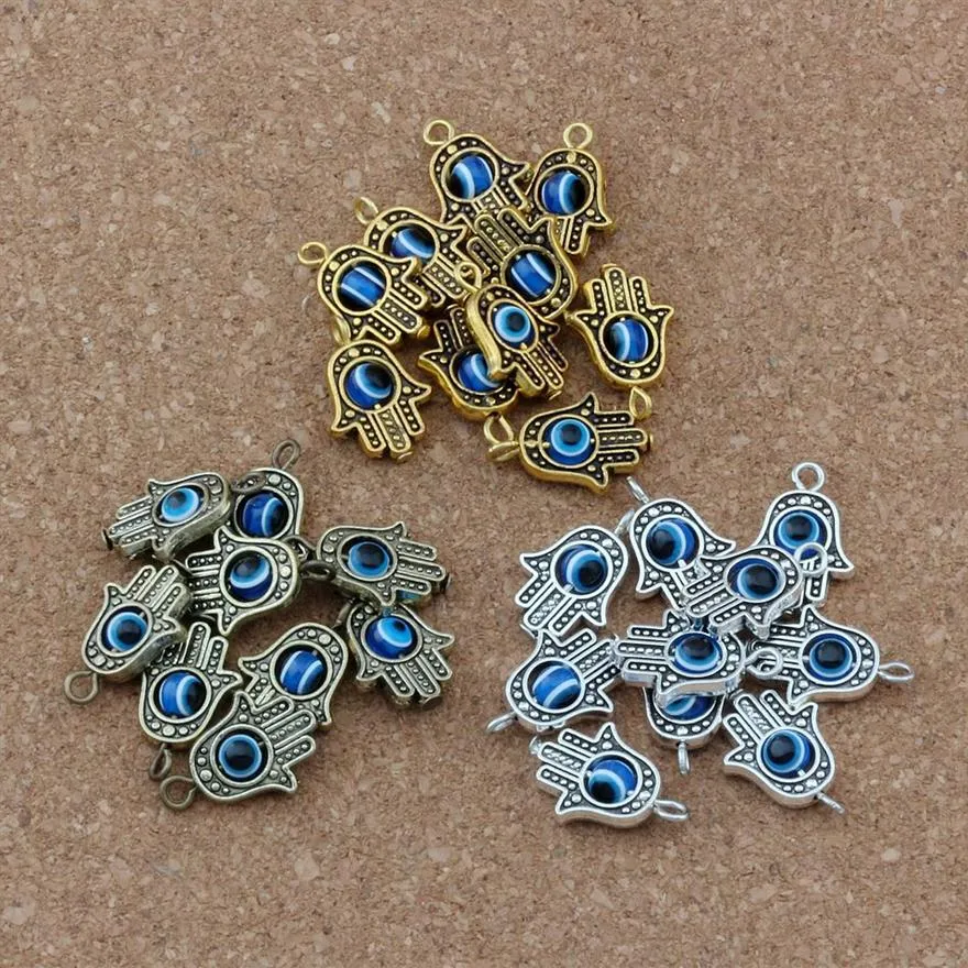 90 pièces Hamsa main oeil bleu perle Kabbale bonne chance pendentif à breloque bijoux bricolage idéal pour bracelet collier boucles d'oreilles 18 2x12 8mm 3 couleurs A-3286f