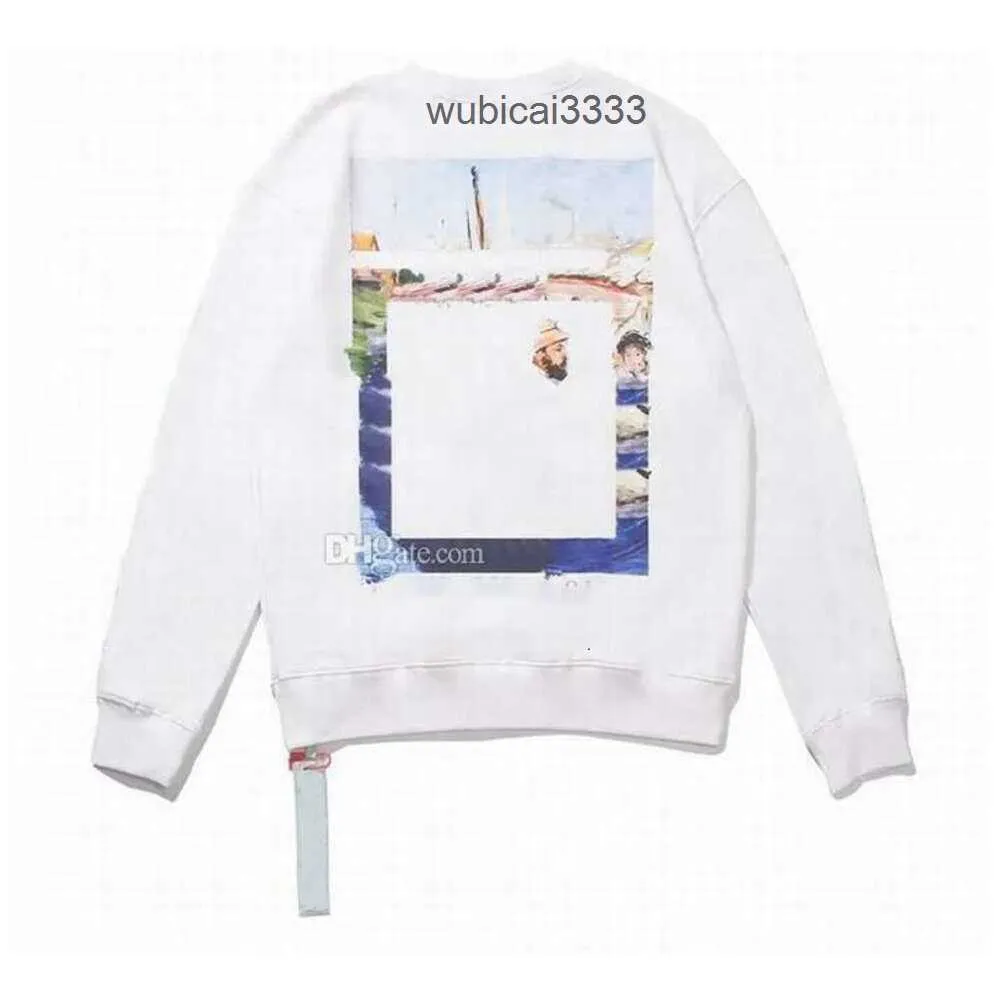 Witte hoodie luxe designer sweatshirt heren mode t shirt vinger print ow merk capuchon Office oversize harten