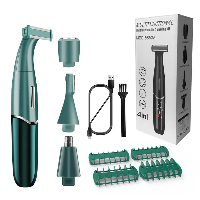 Epilatore 4 in 1 Aree intime Rasoio per taglio di capelli Donna Linea bikini Rasoio sensibile Palline Uova Peli pubici Rasatura Trimmer Viso Barba Clipper 231130