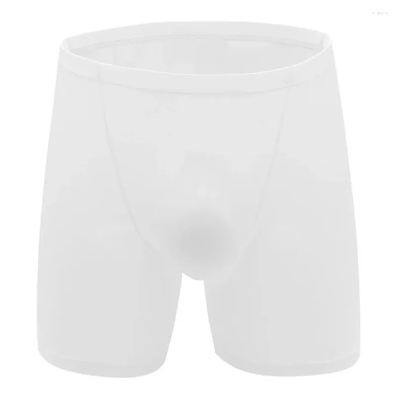 Cuecas masculinas de seda gelo pele-amigável boxer briefs sexy bulge bolsa troncos cor sólida confortável roupa interior macia casa wear