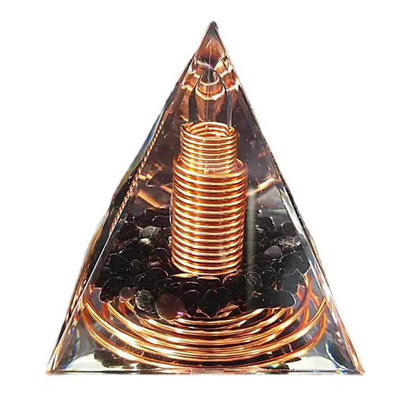 Decoratieve objecten Beeldjes Spiraal Koperdraad Orgoniet Piramide Obsidiaan Orgon Genezende Energie Yoga Meditatie Ornament 231130