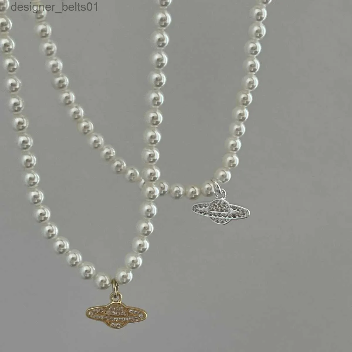 Chokers y2K łańcuch biżuterii vintage kryształowy cyrkon planeta perel naszyjnik dla kobiet pary wisiorki naszyjnik 231201
