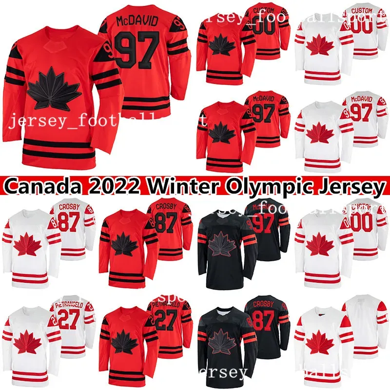 97 Connor McDavid 2022 Team Canada Hockey Jersey Sidney Crosby Alex Pietrangelo Nathan MacKinnon John Tavares Mitch Marner Patrice Bergeron