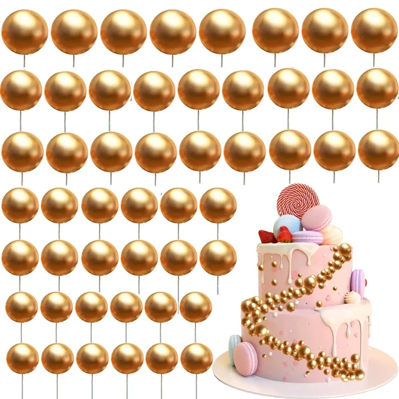 Cake Tools 120 st mini ballonger kaka toppers guld skum boll för cupcake tårta bakdekorationer diy kakinsats för festdekorförsörjning 231130