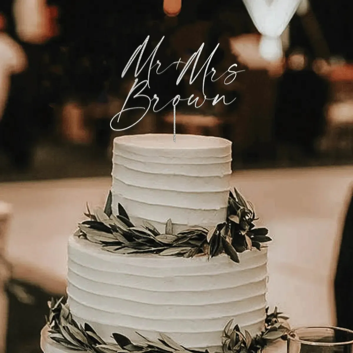 YAMI COCU Wedding Cake Topper Bride And Groom With Cat - Black Acrylic Silhouette Decoration - View #11