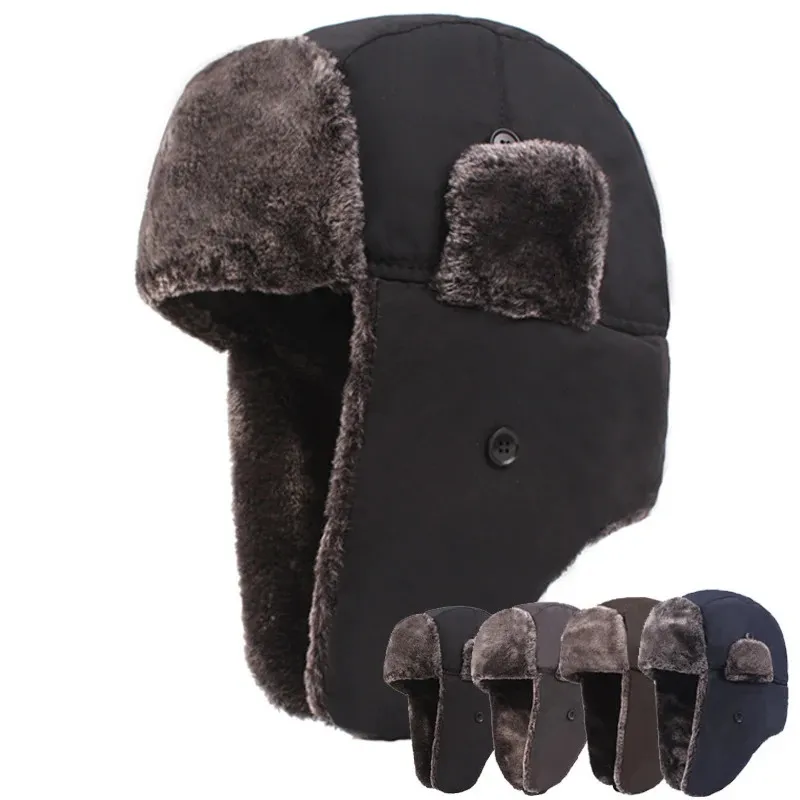 Czapki traperowe żeńskie zimowe ochronę ucha Regulowane Ushanka Unisex Rosyjskie narciarskie solidne puszyste faux fur cap fashionThick ciepłe czapki 231130