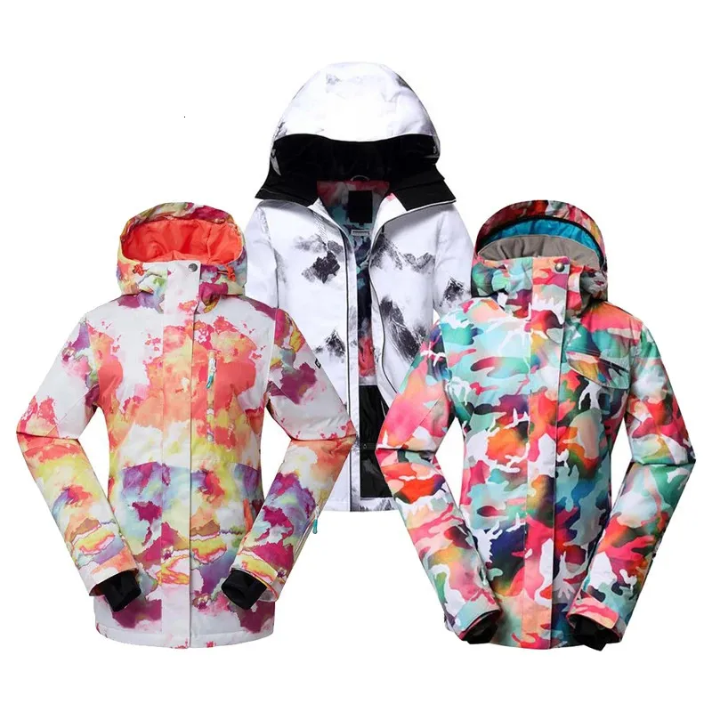 Skipakken G's Sneeuwpak 10K Waterdicht Winter Outdoor Wear Ski-jas Dames Snowboardkleding Glanzende Camouflage Meisjesjassen 231201