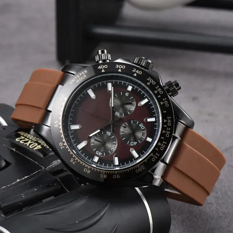 R0lex Six aiguilles calendrier montres hommes montres pleine fonction verre saphir montre à quartz haut de gamme marque horloge hommes mode bracelet de montre en caoutchouc r01