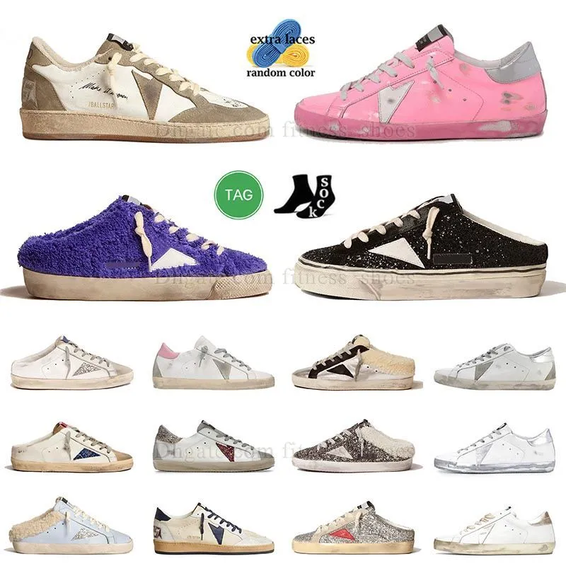 New Italy Brand Golden Designer Casual Shoes Women Hi Star Luxury Shoe Sneakers fur slide Sequin Classic midstar White Do Old Dirty Lace Up Man Super Stars Sneakers