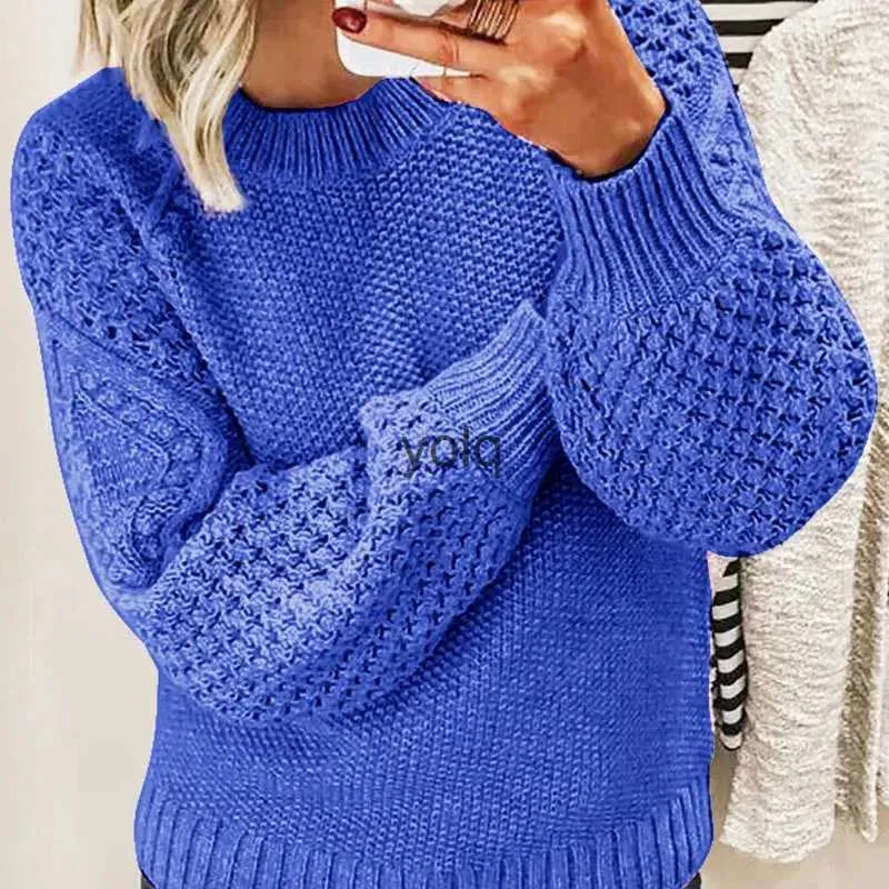 Stylish Womens Knit Pullover Sweater for Autumn/Winter 2024 Casual Loose Fit Long Sleeve Ladies Top