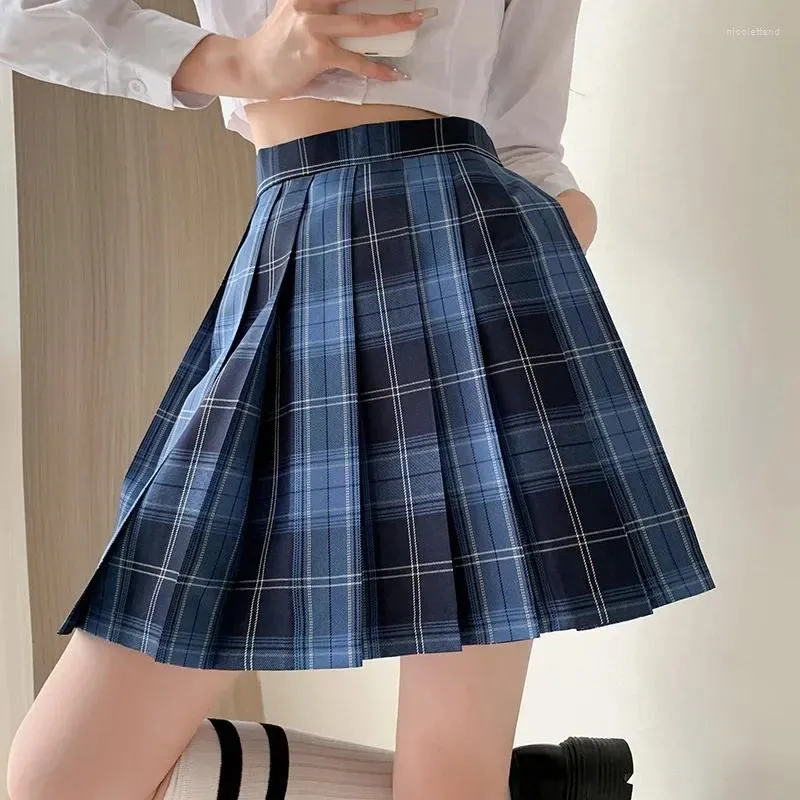 Skirts Plaid Preppy Style Pleated Skirt Women's High Waist Miniskirt Japanese College Jk Uniform
