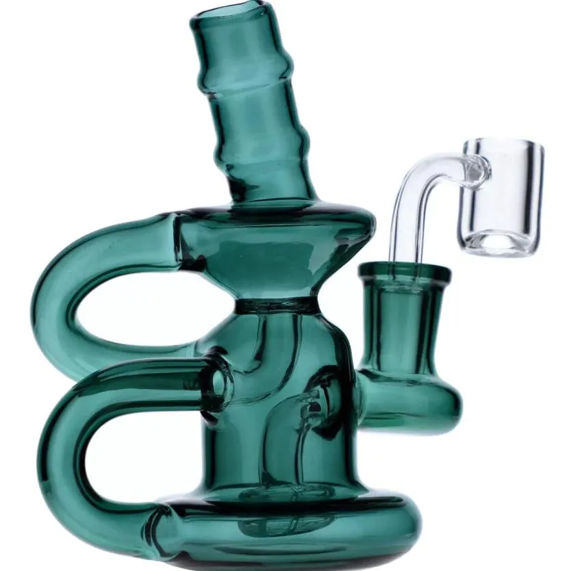 Mini Bubbler Oil Burner Bong Recycler Dab Rig vattenrör tjocka glasrör med 14 mm banger för rökning av vattenpipa