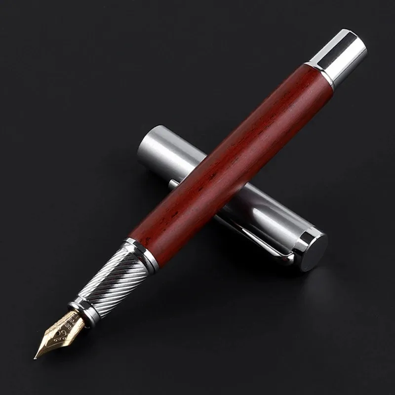 Fountain Pens Luxury Iraurita Nib Fountain Pen Wood Metal Writing Signing Calligraphy Pens Gift Office Stationery Supplies Customized 231201