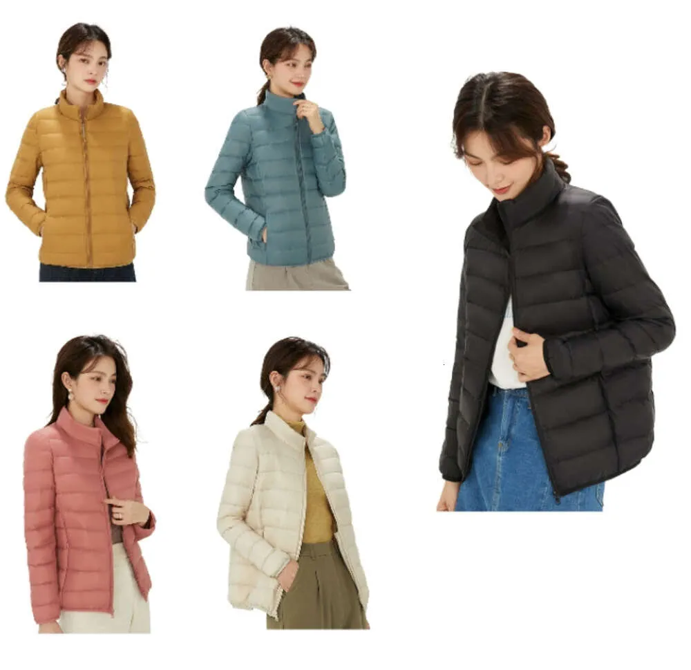 Luu Women's Yoga Short Thin Down Jacket Outfit Solid Color Puffer Coat Sports Winter Outwear 15 Colors S-4XL Top002