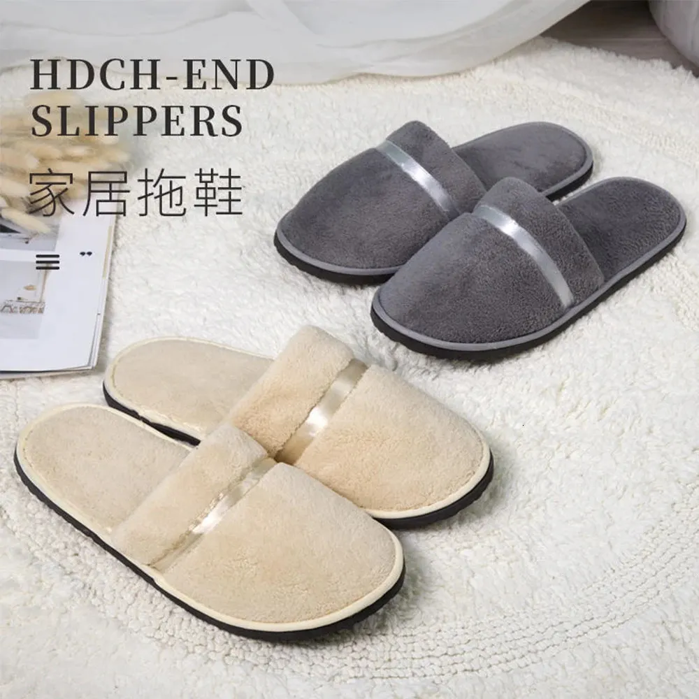 Tofflor 1Pair Disponible Winter Slipper Men Women El Home Non Slip Portable Travel Sandals Coral Fleece Soft Warm Flip Flops 231201