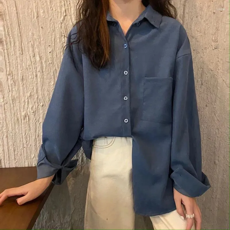 Kvinnors blusar 2023 säljer kvinnor toppar koreanska mode långärmad blus casual damer arbetsknappen upp skjorta kvinnlig bay111l