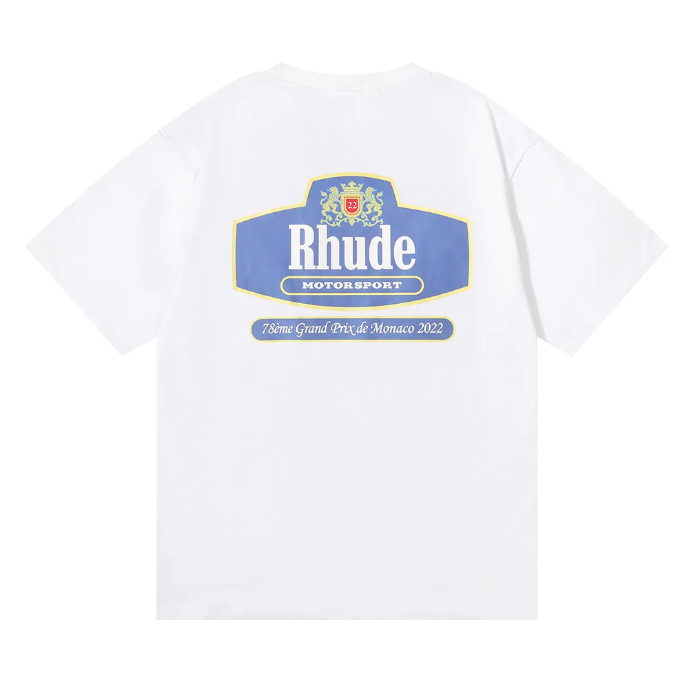 Rhude 럭셔리 브랜드 Rhude 셔츠 남자 T 셔츠 디자이너 남자 셔츠 남자 셔츠 남자 반바지 인쇄 화이트 블랙 s m l xl 면화 패션 청소년 남성 mens tshirts tshirty4jg