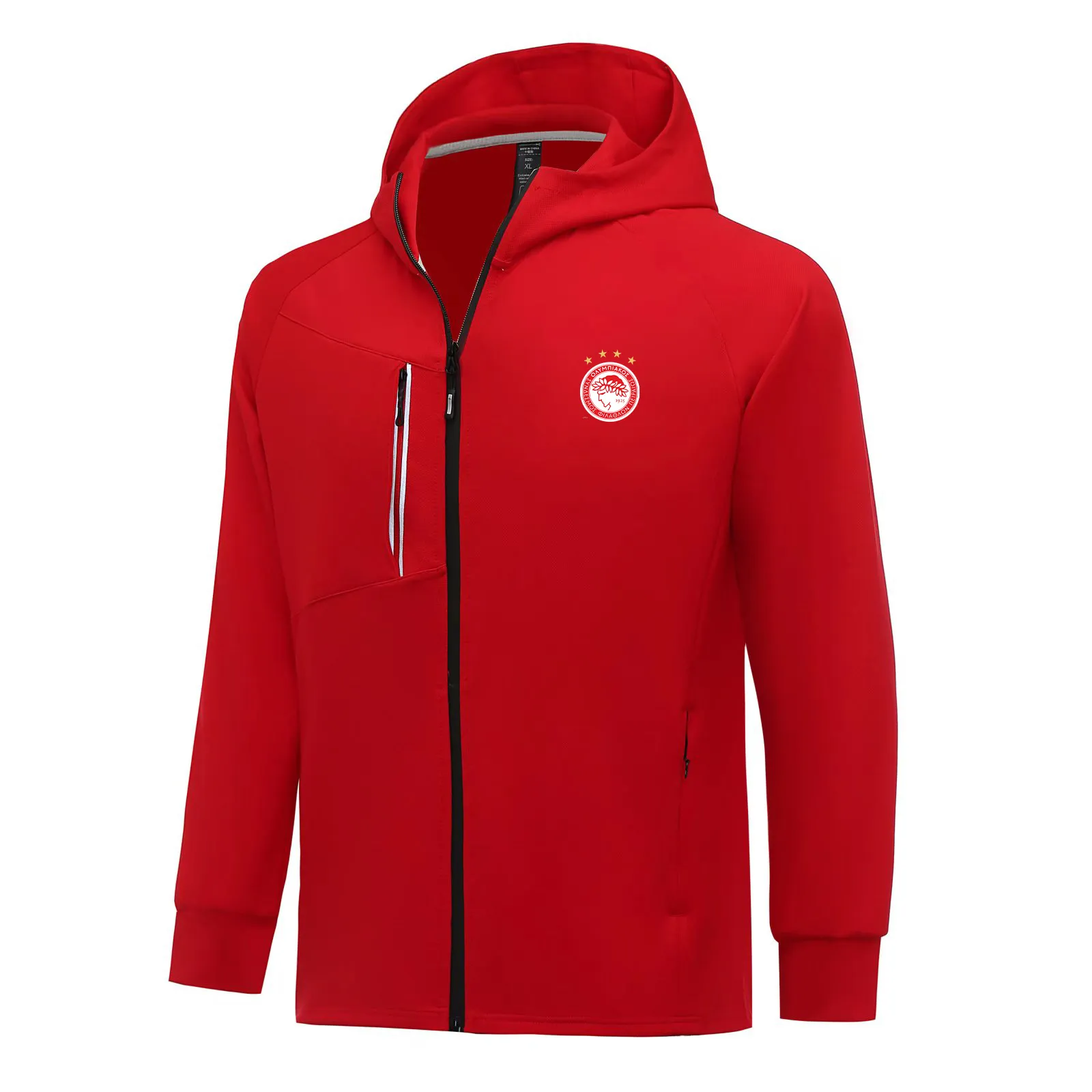 Olympiacos F.C. Vestes d'automne pour hommes, manteau chaud, loisirs, jogging en plein air, sweat-shirt à capuche, fermeture éclair complète, manches longues, veste de sport décontractée