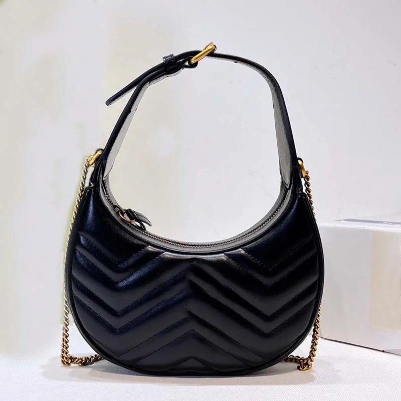 2023 Hoge kwaliteit designer exploderende luxe damestas Crescent Bag Mode lederen klassieke zwarte schoudertas