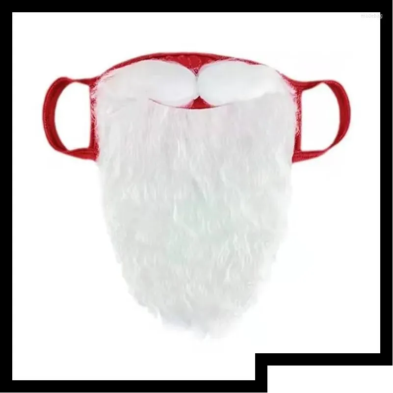 Décorations de Noël Décoration Creative Santa Claus Barbe Masques Adt Unisexe Réutilisable Visage Ers Pour Noël Cosplay Party Drop Livraison Dhrbo