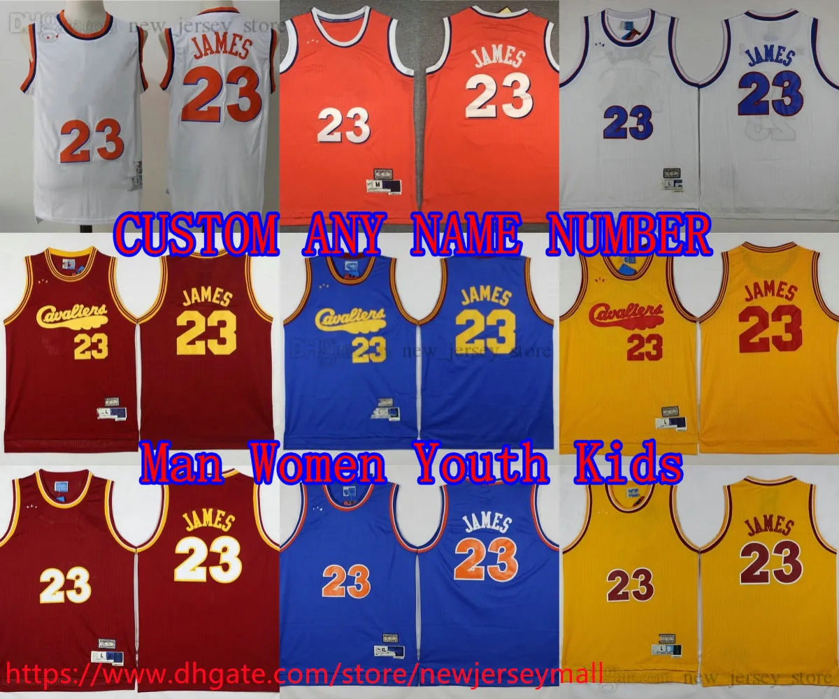 Anpassad S-6XL Classic Vintage LeBron 2013-2017 Basketball 23 James Jersey Retro Red Blue Orange White James Breattable Sports Shirts