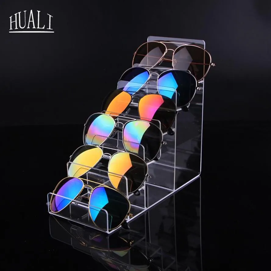 Profissional acrílico transparente óculos de sol expositor multi-camada claro óculos mostrar rack para jóias óculos carteira displa2470