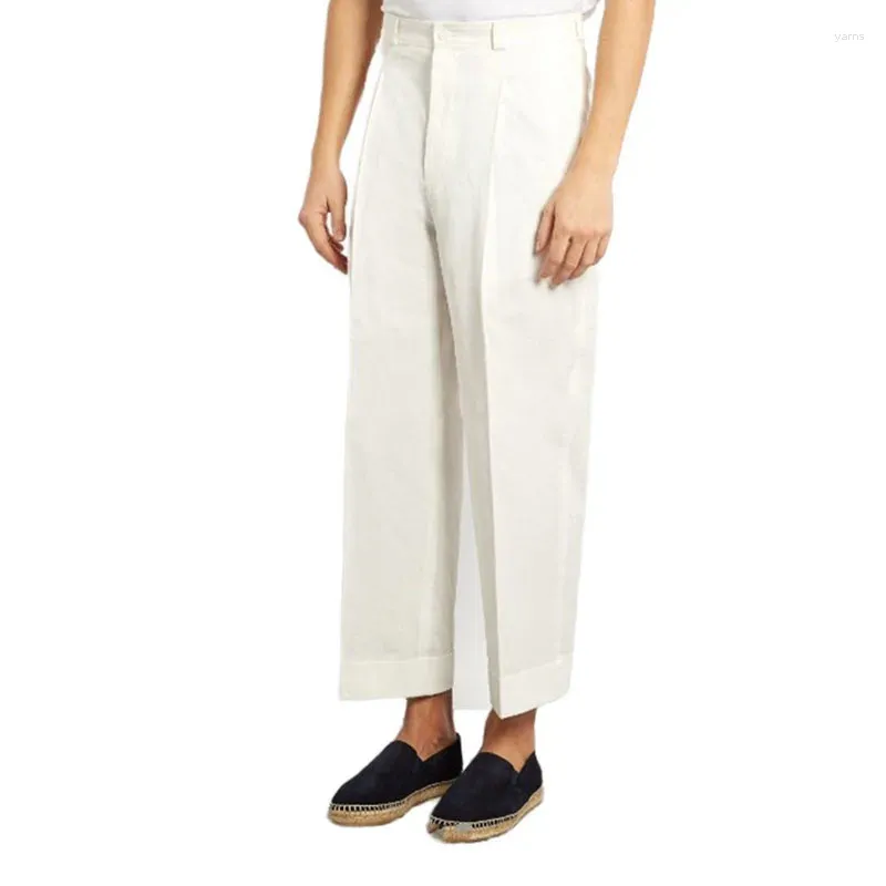 Pantalon pour hommes Design original Pantalon décontracté blanc 2023 Ceinture de personnalité peut desserrer le défilé de mode