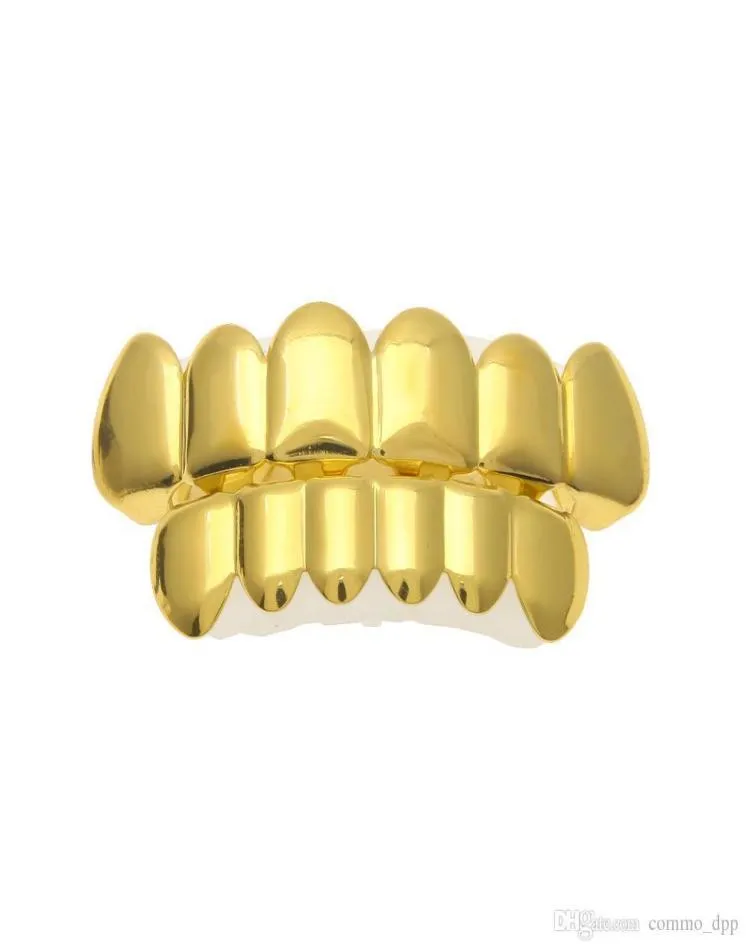 Gioielli per il corpo Hip Hop 6 denti Grillz Gold Filled Top Bottom Denti Fang Grillz Set per donna Halloween Christmas Party Vampi2322327