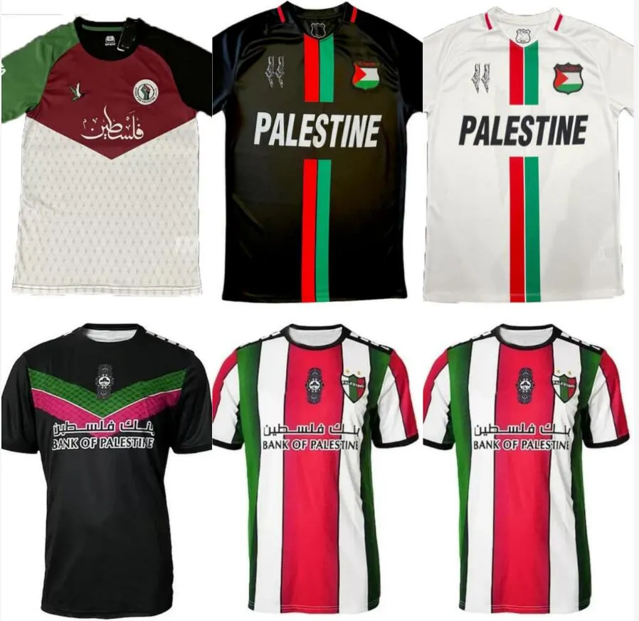 2023 Palestina camisa de futebol em casa preto branco 23/24 nome personalizado número camisa de futebol S-2XL