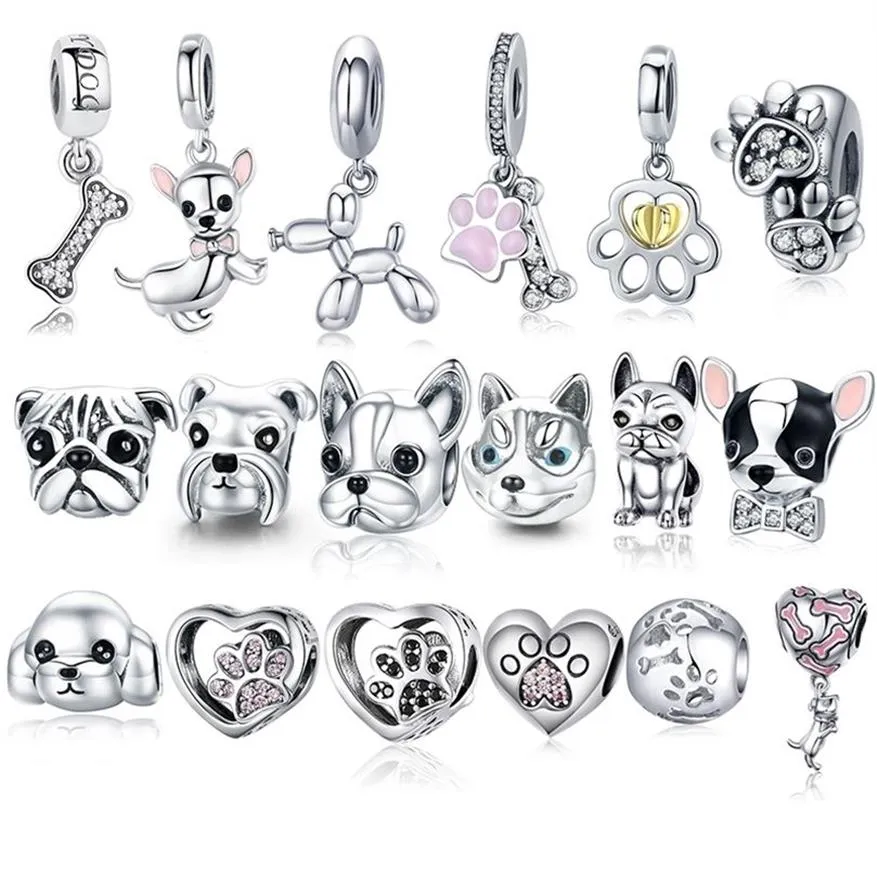 925 Sterling Silver A Dog's Story Poodle Puppy French Bulldog Beads Charm Fit Bisaer Charms Silver 925 Original Armband 2203389