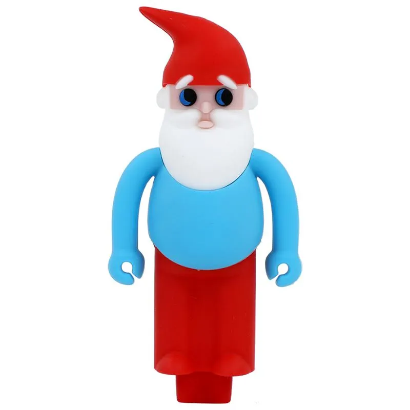 Christmas Santa Claus Spoon Pipes Glass Oil Burner Pipe Smoking Hookah Tobacco Colored Mini Small Handpipes Straight Tube Silicone Accessories