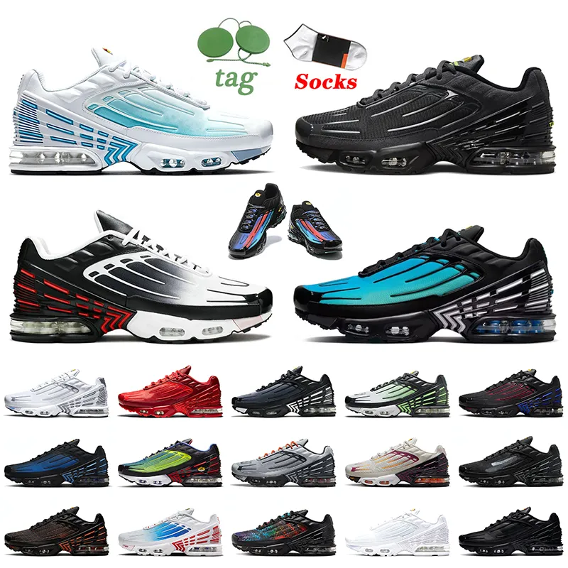 TN Plus 3 män Kvinnor Rinnande skor 2024 Tuned III Unity Laser Blue Purple Gold Triple White OG Black Ghost Green Aqua Tnplus TN3 Trainers Big Size 12 Sneakers TNS