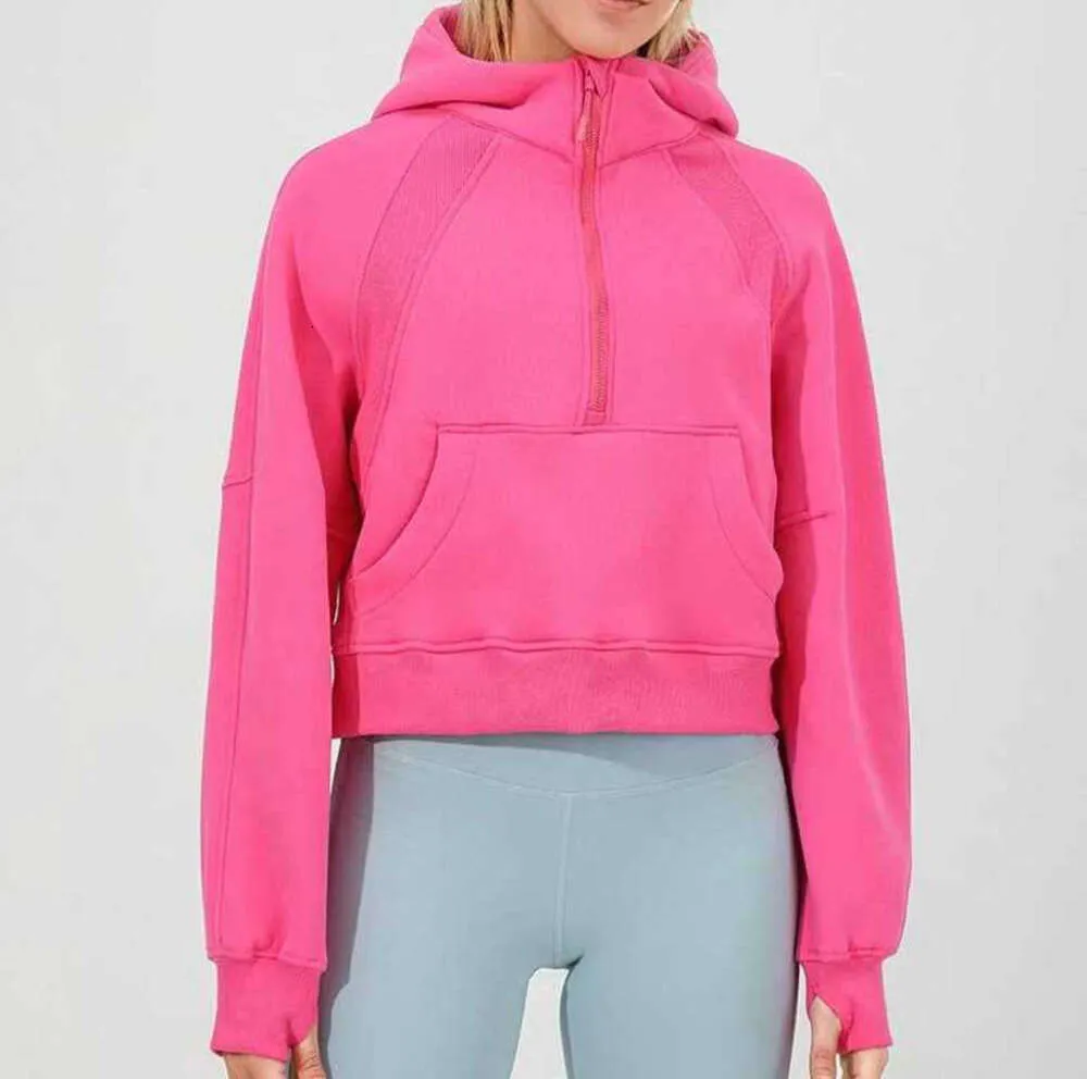 LL Gleiches Modell Yoga halber Reißverschluss Scuba Hoodie Daumenloch dicker Kapuzenmantel Sport Fitnessstudio Fitness Damenjacke Pullover G1UJ