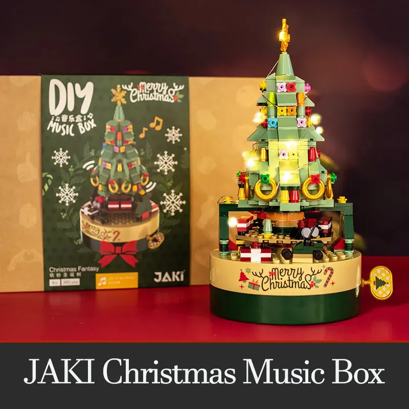 Christmas Toy Supplies Merry Christmas Lighting Tree Building Blocks Bricks Creative Music Boxes Decoration Children Kids Christmas Santa Claus Gifts 231130