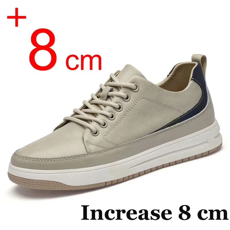 Chaussures habillées en cuir rehaussant pour hommes semelle intérieure 6 cm 8 cm talons décontracté hauteur de levage homme baskets ascenseur confortable 231130