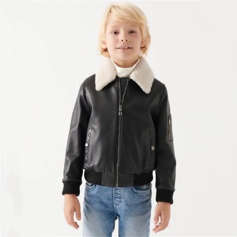 2024 neue Mode Überlegene Weiche Pu Leder Mantel Revers Kragen Winter Jacken Temperament Trend Mantel Kinder Kleidung Jungen und Mädchen jacke