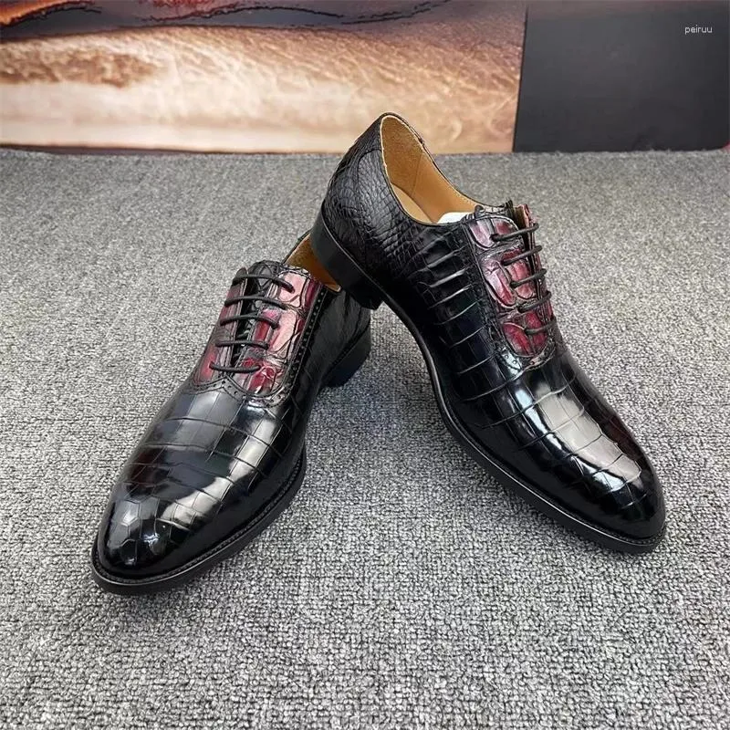 Sapatos de vestido exótico genuíno pele de crocodilo chique designer festa masculina autêntica real jacaré couro masculino lace-up brogue oxfords