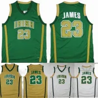 mens LeBron James St. Vincent Mary High School Irish Jerseys Basketball Shirts LeBron James #23 Stitched Jersey Cheap Shirts S-XXL R1vH#