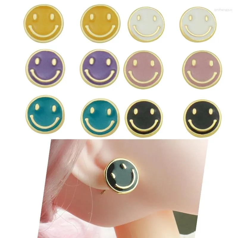 Stud Earrings Colorful Face For Women Geometric Round Design Stage Decoration Party Accessories Jewelry Wholesale