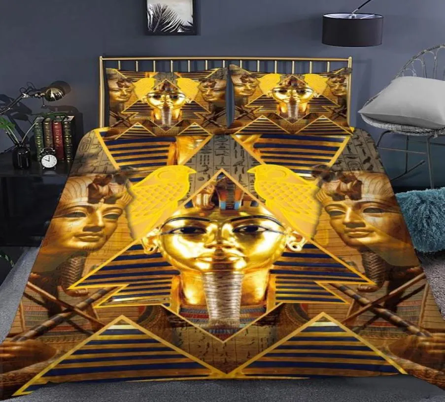 Conjuntos de ropa de cama Faraón 3D Antiguo Egipto Tribu Decoración Juego de funda de edredón para dormitorio Pirámides egipcias Estilo exótico Edredón 3437220