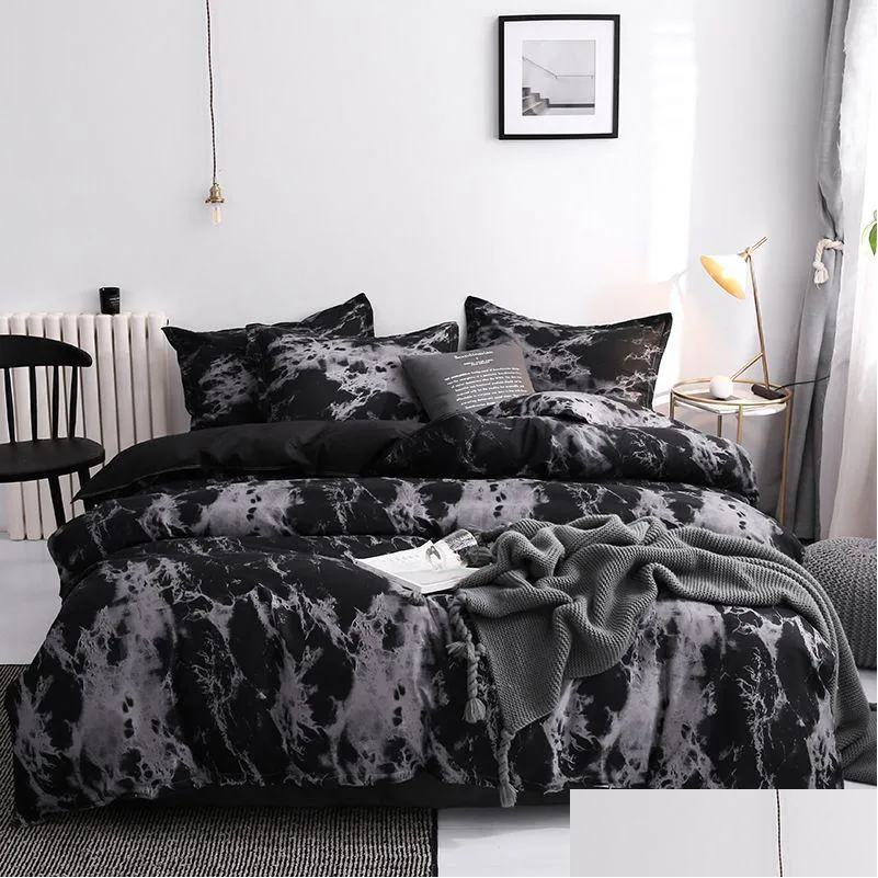 Ensembles de literie Trois pièces Mode Imprimé King Queen Taille Luxe Quilt Er Taie d'oreiller Couette Marque Lit Couettes Ensemble de haute qualité Dro Dhsvx