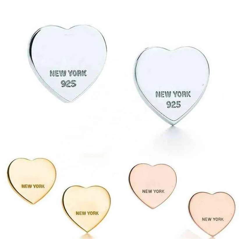 New Earrings 2020 S925 Silver Earrings Women Love Stud Earing 하트 모양 고급 이어링 펜디스 TF 스타일 패션 보석 AA2202124