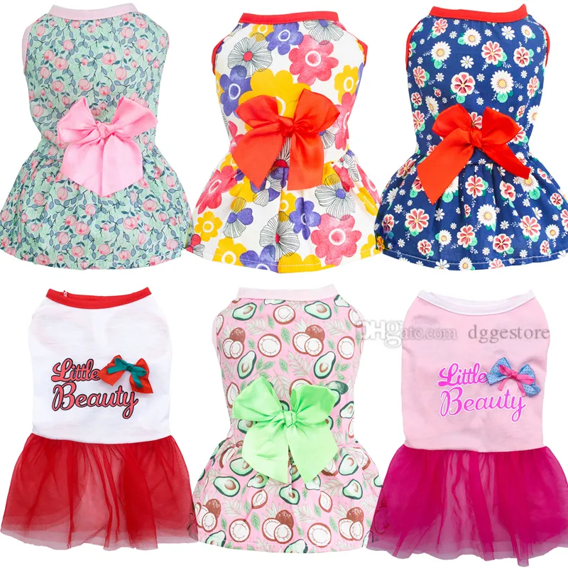 Peony Cute Dog Dress Summer Pet Apparel With Doughnut Shawl & Tutu