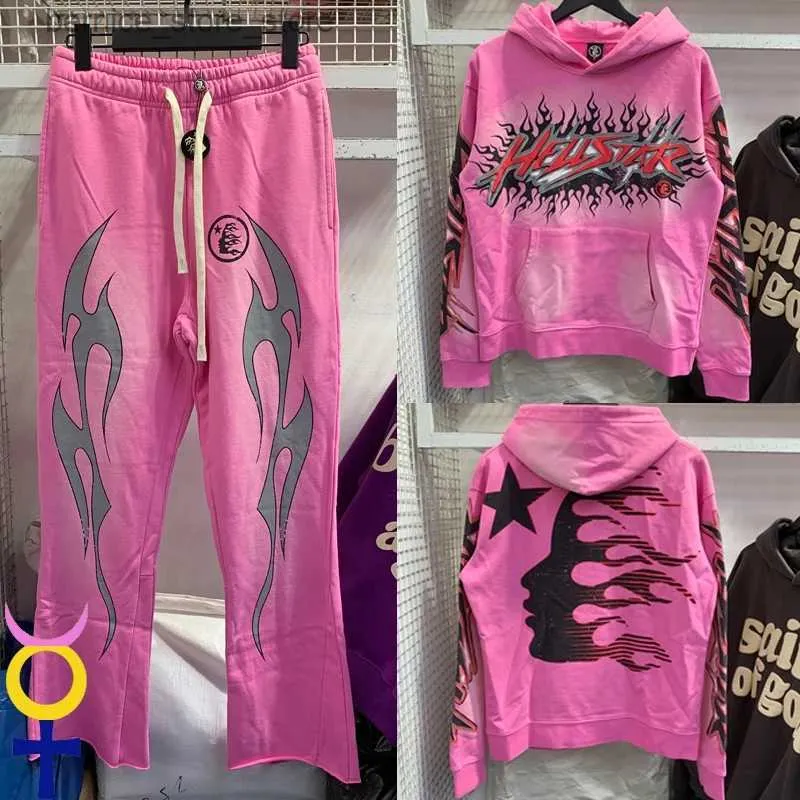 Calças masculinas hip hop vintage hellstar casual sweatpants lavado calças rosa homens mulheres all-match hellstar calças q231201