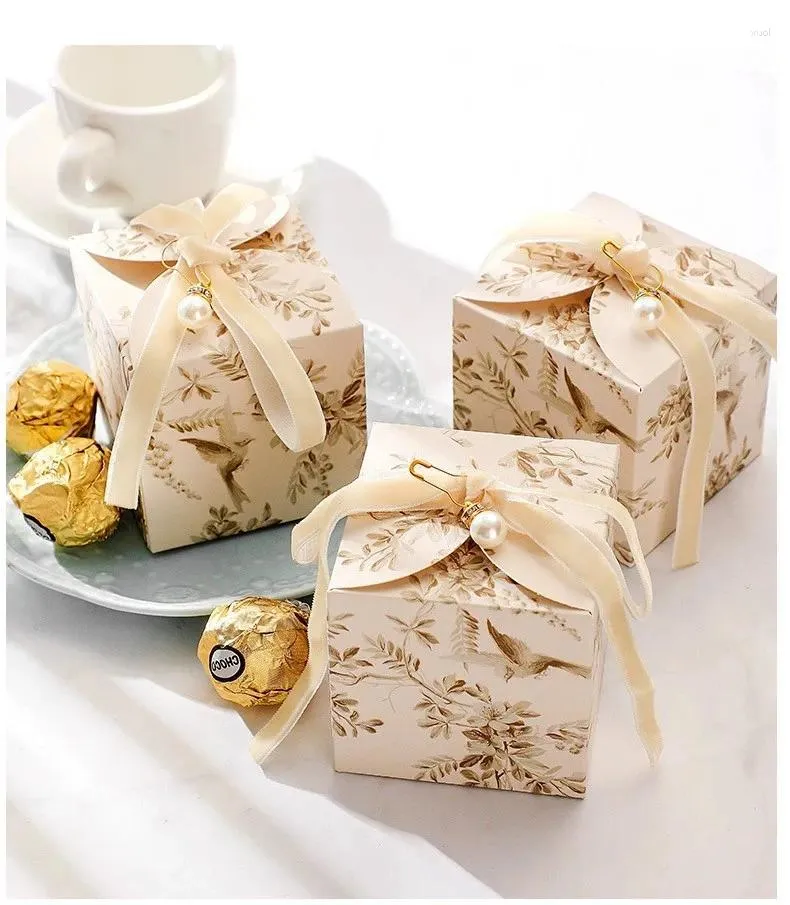 Gift Wrap 20/50pcs Wedding Candy Box Ribbon Party Package Chocolate Favor Gifts Boxes For Guests Recyclable Easy To Fold